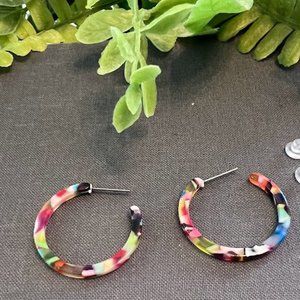Hoop Earrings - Minimalist Colorful medium size